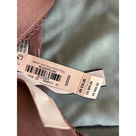 VS mauve body bra with sparkle underwire 32DDD lined perfect NWT - Picture 8 of 9